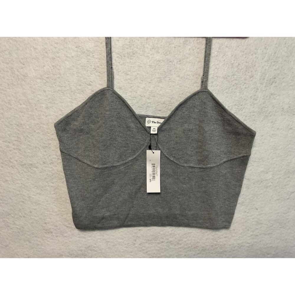 The Drop Catalina Bralette Women 2XL Heather Grey Adjustable Strap Knit Crop Top